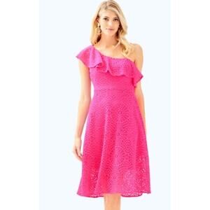 Lilly Pulitzer Callisto Dress Bright Pink Cosmo Sea‎ Urchin Terry Lace Size 10